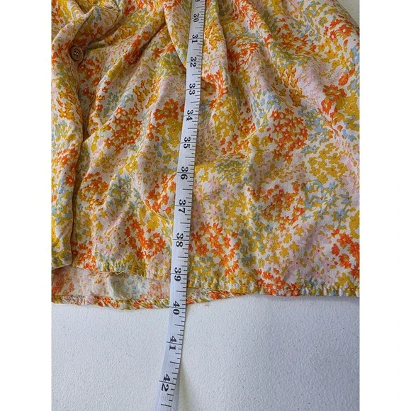 Mimi Chica Yellow Floral Button Front Midi Dress Womens Small Ruffle Hem Boho - Picture 5 of 5